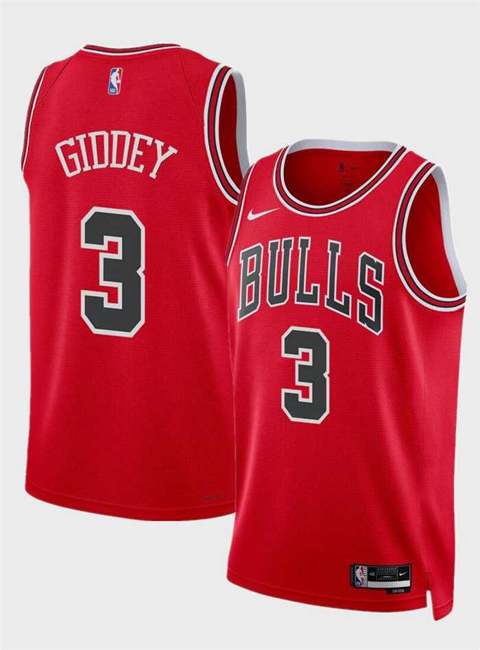 Men%27s Chicago Bulls #3 Josh Giddey Red Icon Edition Stitched Basketball Jersey Dzhi->chicago bulls->NBA Jersey